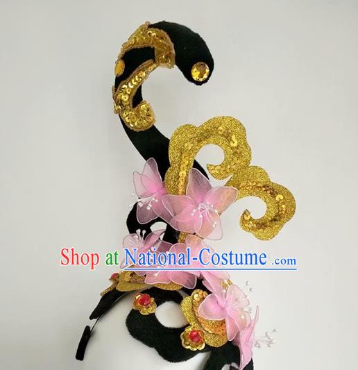 China Women Opening Dance Hair Crown Classical Dance Hat Stage Performance Hair Accessories Modern Dance Headpiece