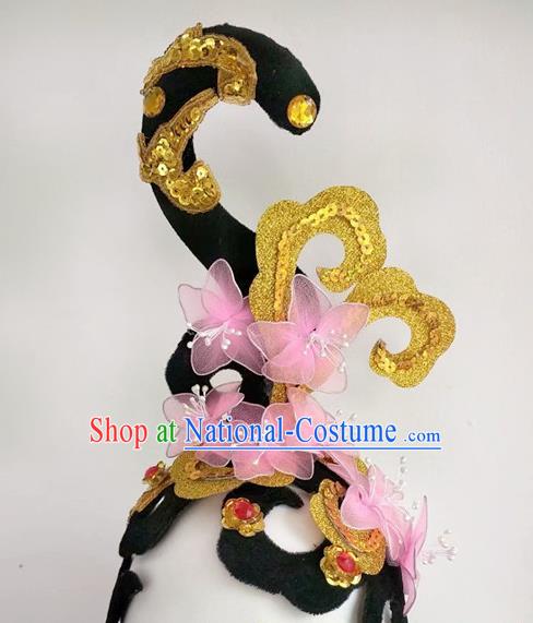 China Women Opening Dance Hair Crown Classical Dance Hat Stage Performance Hair Accessories Modern Dance Headpiece