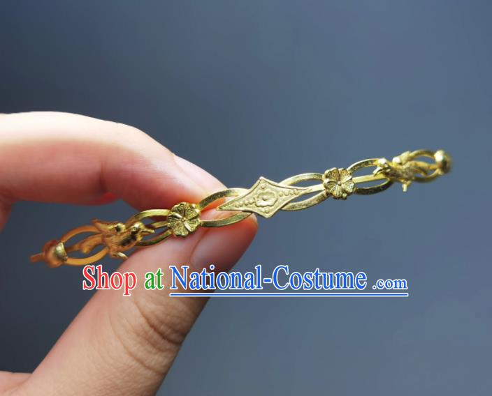 Chinese Traditional Hair Accessories Handmade Qing Dynasty Queen Golden Hair Stick Ancient Empress Hairpin