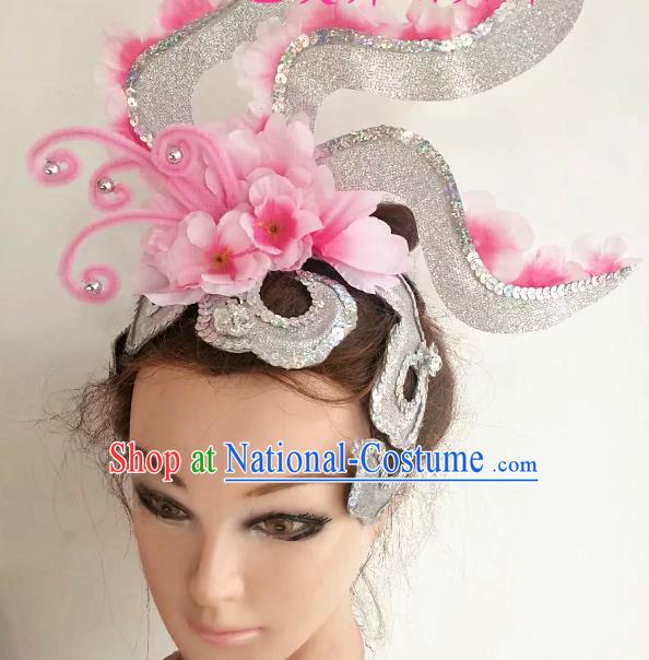 China Women Group Dance Hat Stage Performance Hair Accessories Modern Dance Headpiece Opening Dance Hair Crown