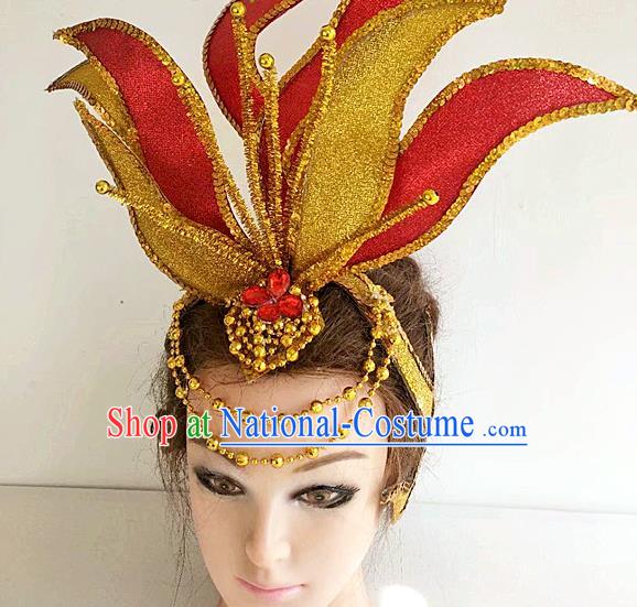 China Modern Dance Headpiece Opening Dance Hair Crown Women Group Dance Hat Stage Performance Hair Accessories