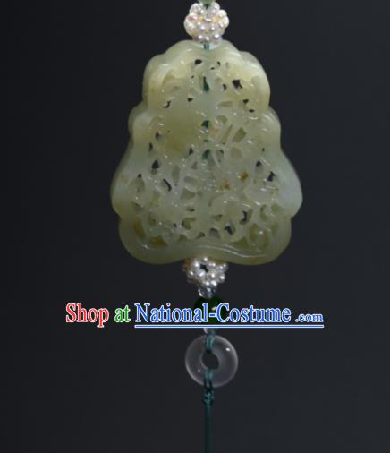 China Handmade Belt Jade Sachet Ancient Swordsman Blue Tassel Pendant Traditional Hanfu Waist Accessories