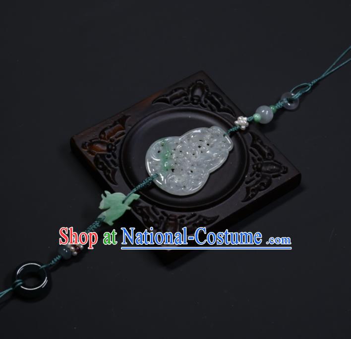 China Traditional Hanfu Waist Accessories Handmade Jade Carving Gourd Sachet Ancient Swordsman Tassel Belt Pendant