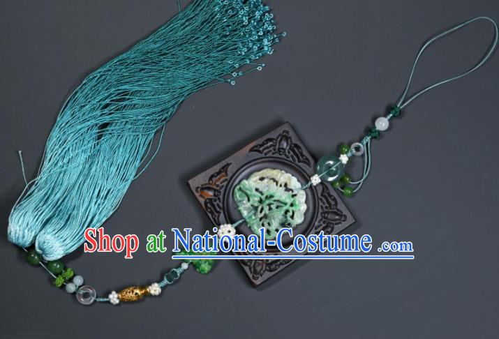 China Ancient Swordsman Tassel Belt Pendant Traditional Hanfu Waist Accessories Handmade Jade Carving Lotus Sachet Jewelry