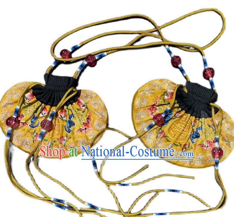 China Traditional Court Tassel Perfume Satchel Qing Dynasty Waist Accessories Ancient Emperor Golden Silk Sachet Pendant