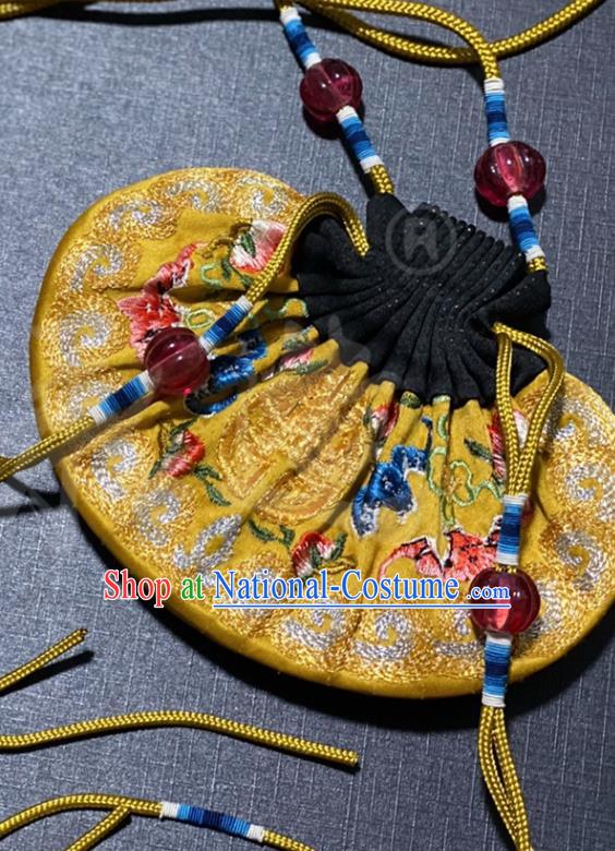 China Traditional Court Tassel Perfume Satchel Qing Dynasty Waist Accessories Ancient Emperor Golden Silk Sachet Pendant