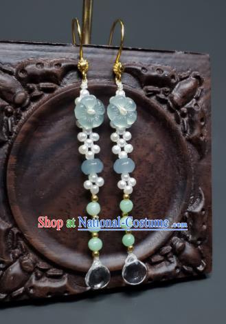 Handmade Chinese Cheongsam Ear Jewelry Qing Dynasty Court Eardrop Traditional Ear Accessories National Crystal Earrings