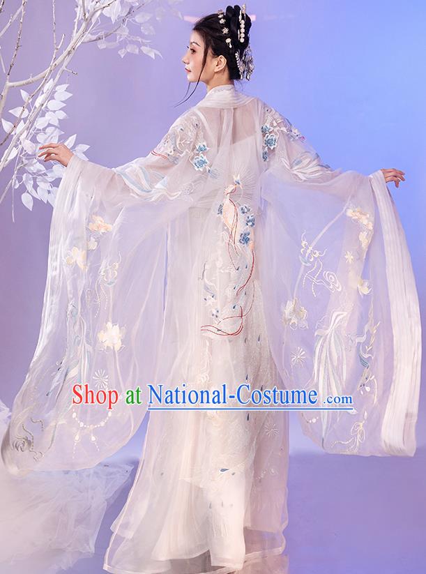 China Traditional Wedding White Hanfu Dresses Song Dynasty Patrician Beauty Historical Clothing Ancient Goddess Garment Costumes