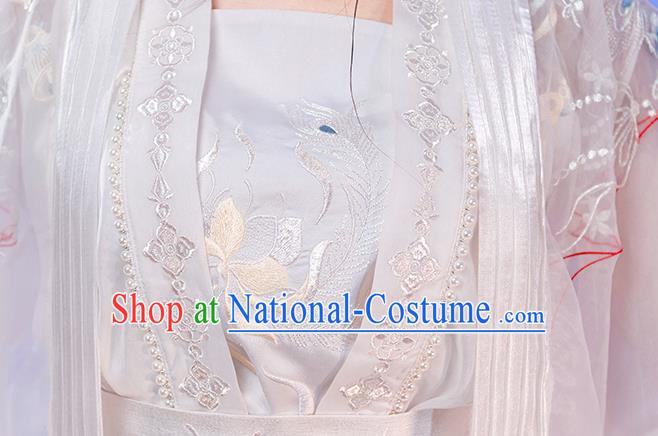 China Traditional Wedding White Hanfu Dresses Song Dynasty Patrician Beauty Historical Clothing Ancient Goddess Garment Costumes