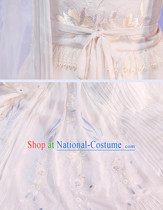 China Traditional Wedding White Hanfu Dresses Song Dynasty Patrician Beauty Historical Clothing Ancient Goddess Garment Costumes