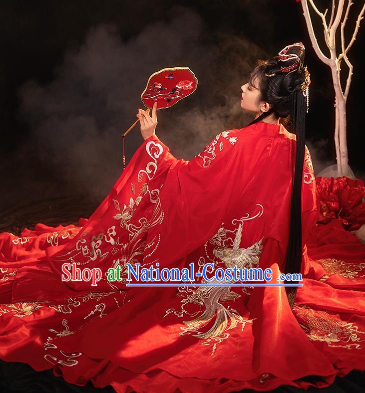 China Ancient Princess Garment Costumes Traditional Wedding Red Hanfu Dresses Jin Dynasty Court Beauty Historical Clothing