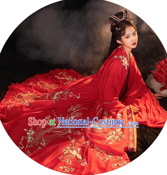 China Ancient Princess Garment Costumes Traditional Wedding Red Hanfu Dresses Jin Dynasty Court Beauty Historical Clothing