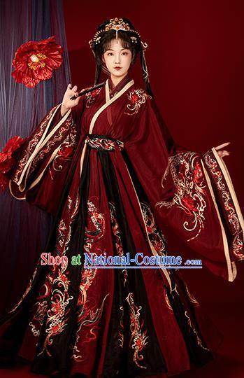 China Jin Dynasty Wedding Historical Clothing Ancient Palace Princess Garment Costumes Traditional Court Beauty Hanfu Dresses Complete Set