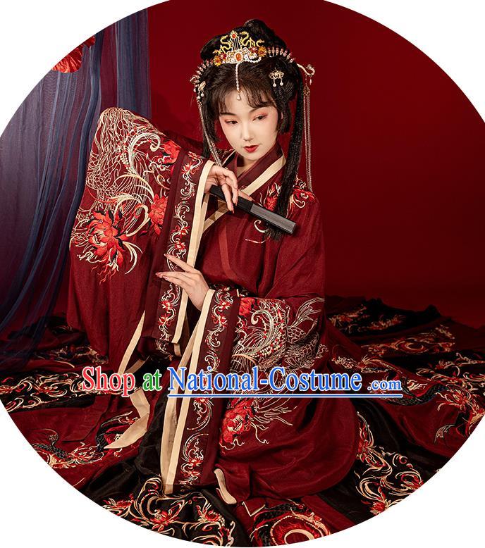 China Jin Dynasty Wedding Historical Clothing Ancient Palace Princess Garment Costumes Traditional Court Beauty Hanfu Dresses Complete Set