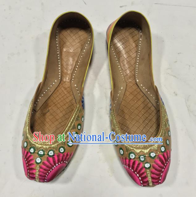 Handmade India Folk Dance Shoes Asian Female Painting Shoes Indian Dance Leather Shoes Wedding Bride Shoes