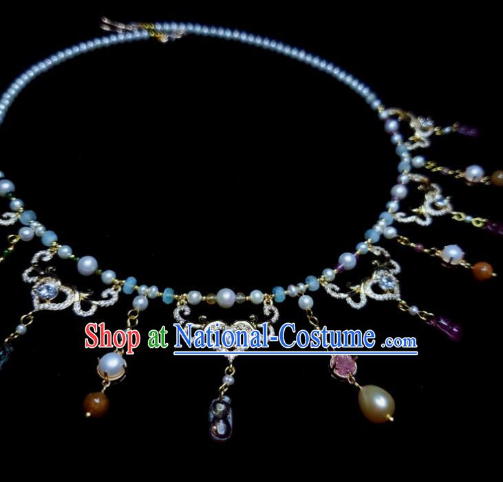 China Tang Dynasty Queen Necklet Handmade Pearls Jewelry Ancient Empress Necklace Accessories