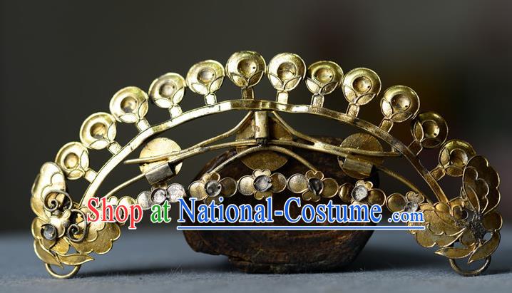 Chinese Ancient Empress Silver Hairpin Traditional Vintage Hair Accessories Handmade Qing Dynasty Hair Crown