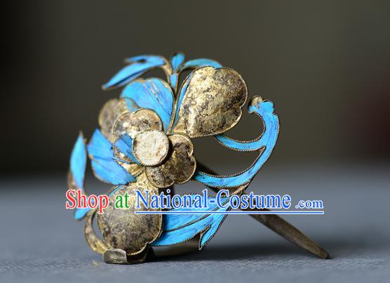 Chinese Traditional Court Hair Accessories Handmade Qing Dynasty Imperial Consort Hair Stick Ancient Empress Silver Hairpin