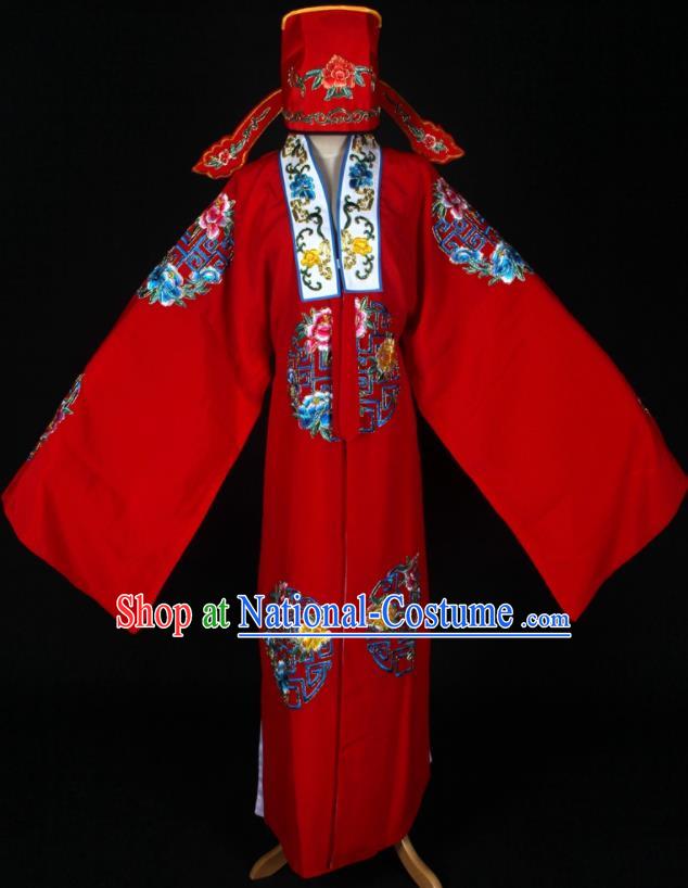 China Ancient Bride Clothing Peking Opera Xiaosheng Red Robe Pandoras Box Zhi Zunbao Garment Costume