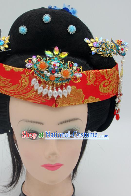 Chinese Beijing Opera Elderly Woman Headdress Peking Opera Dame Hairpins Hair Accessories Ancient Pantaloon Headpieces