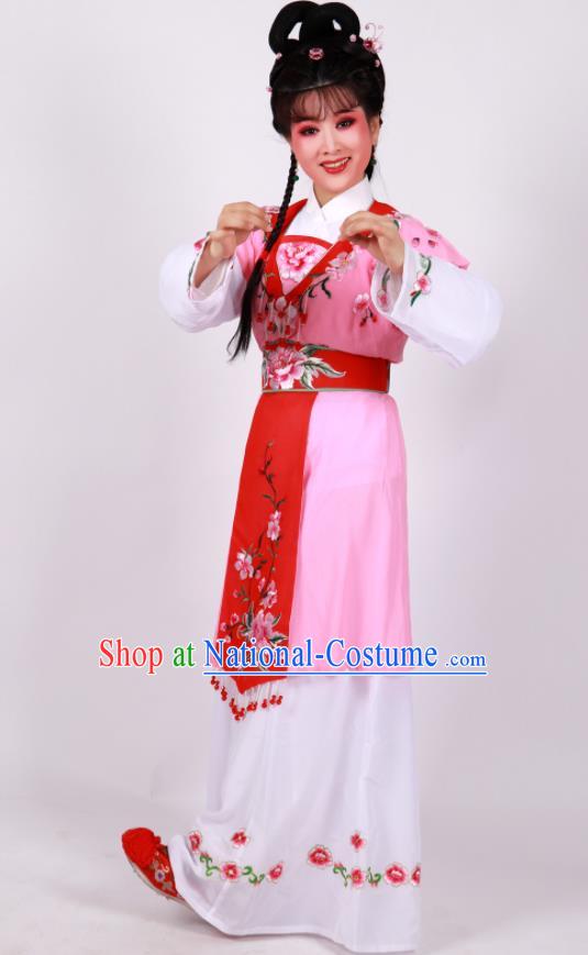 Chinese Beijing Opera Xiaodan Pink Dress Outfits Ancient Maid Lady Garment Costumes Traditional Huangmei Opera Servant Girl Clothing