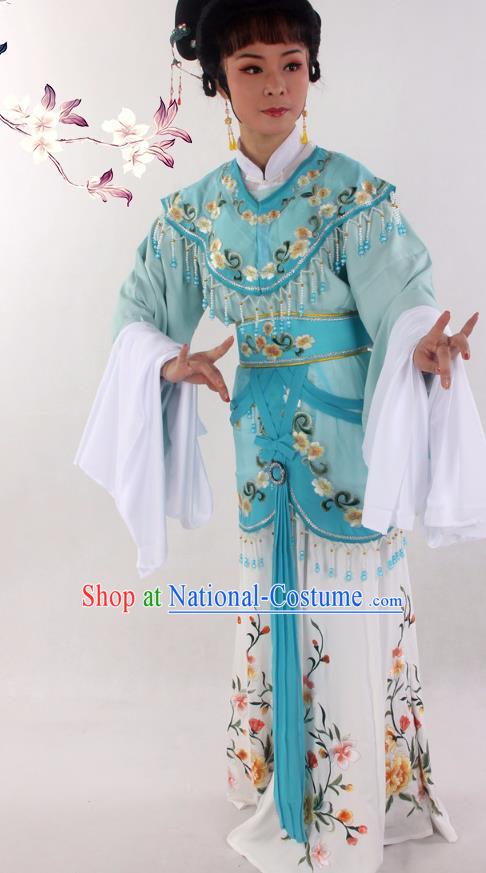 Chinese Beijing Opera Actress Garment Costumes A Dream in Red Mansions Ancient Princess Blue Dress Outfits Traditional Shaoxing Opera Diva Clothing