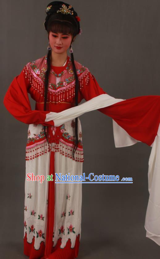 Chinese Beijing Opera Hua Tan Garment Costumes Ancient Fairy Princess Red Dress Outfits Traditional Shaoxing Opera Actress Clothing