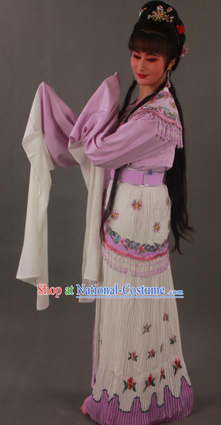 Chinese Beijing Opera Diva Garment Costumes Ancient Court Woman Violet Dress Outfits Traditional Shaoxing Opera Nobility Lady Clothing