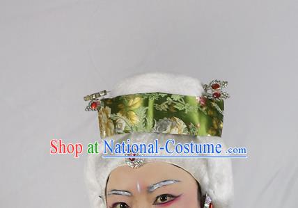 Chinese Peking Opera Pantaloon Headdress Ancient Dowager Countess White Wigs Beijing Opera Elderly Dame Hairpieces