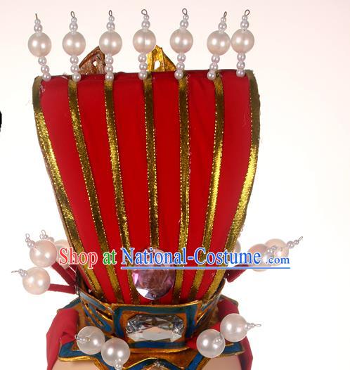 Chinese Ancient Scholar Headdress Beijing Opera Xiaosheng Hat Peking Opera Bridegroom Red Hairdo Crown