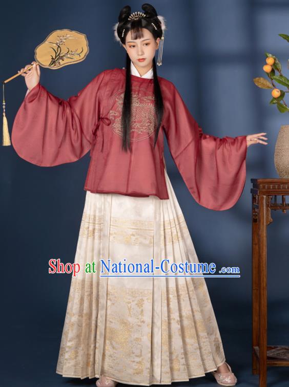 China Ancient Garment Costumes Traditional Court Lady Hanfu Dress Ming Dynasty Nobility Woman Historical Clothing Complete Set