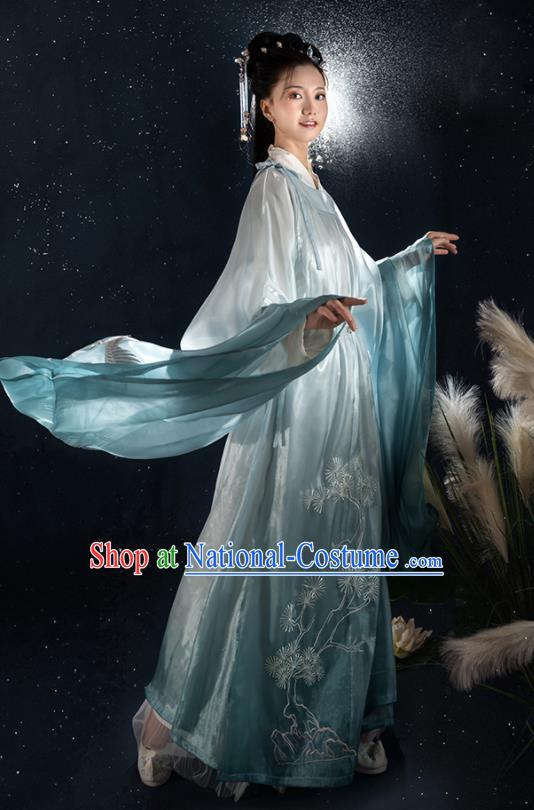 China Ancient Swordsman Garment Costumes Traditional Hanfu Embroidered Round Collar Robe Song Dynasty Young Childe Historical Clothing