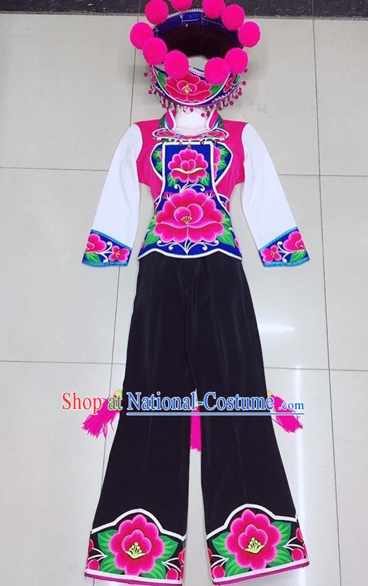 Chinese Yi Nationality Dance Uniforms Ethnic Group Stage Performance Garment Costumes Yunnan Minority Female Informal Clothing