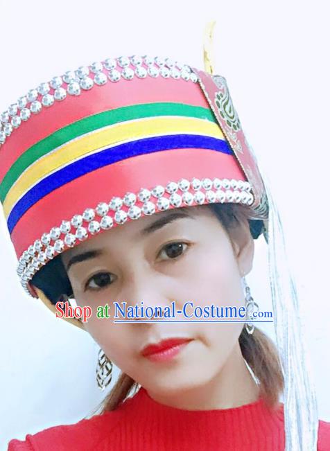 China Bai Nationality Folk Dance Headdress Yunnan Minority Stage Performance Headwear Ethnic Woman Ashima Hat