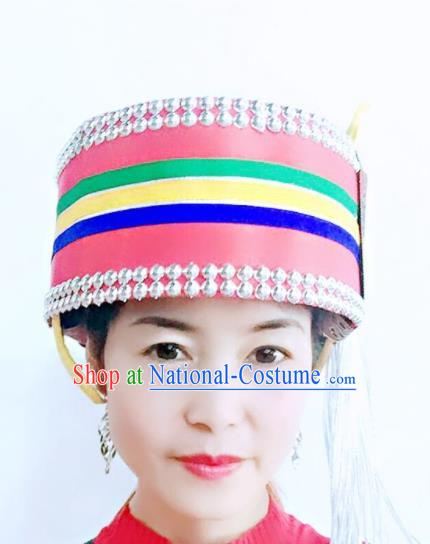 China Bai Nationality Folk Dance Headdress Yunnan Minority Stage Performance Headwear Ethnic Woman Ashima Hat