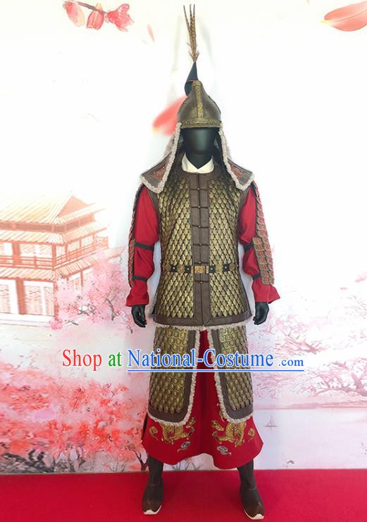 China Ming Dynasty General Armor Uniforms Ancient Military Officer Garment Costumes Traditional Warrior Shogun Clothing