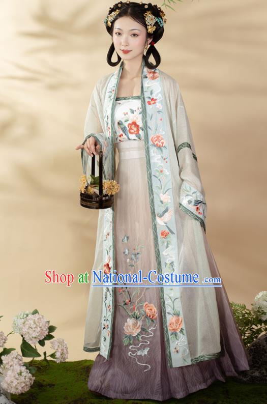 China Song Dynasty Nobility Infanta Historical Clothing Ancient Royal Princess Apparels Traditional Hanfu Dress Garments