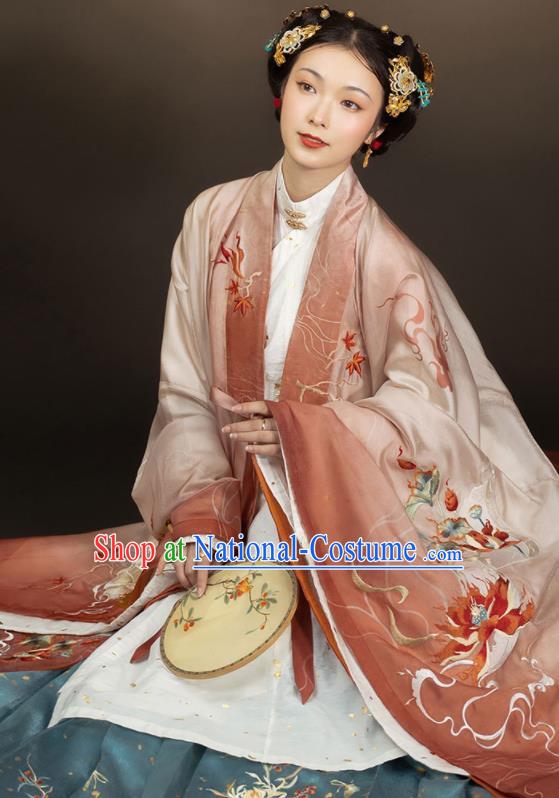 China Ming Dynasty Empress Historical Clothing Ancient Court Women Garment Costumes Traditional Embroidered Hanfu Dresses