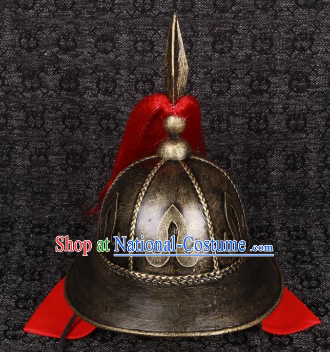 Chinese Ancient General Headdress Traditional Drama Military Officer Helmet Ming Dynasty Soldier Hat