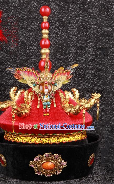 Chinese Traditional Drama Manchu Queen Headwear Qing Dynasty Empress Phoenix Hat Ancient Court Woman Headdress