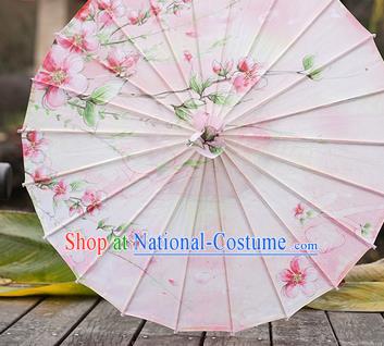 Chinese Handmade Silk Umbrella Traditional Hanfu Prop Painting Peach Blossom Umbrella Classical Dance Umbrellas