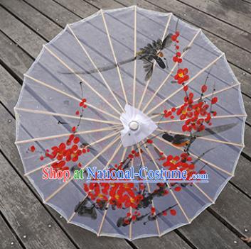 Chinese Hand Painting Plum Blossom Umbrella Classical Umbrellas Silk Umbrella Traditional Hanfu Bumbershoot Dance Prop