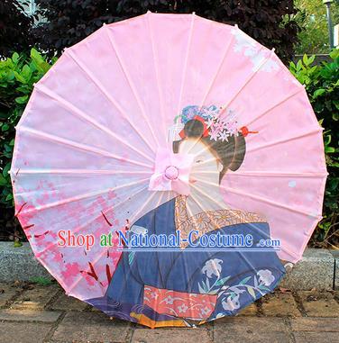 Japanese Classical Umbrella Geisha Printing Silk Umbrella Traditional Festival Umbrellas Beautiful Women Umbrella