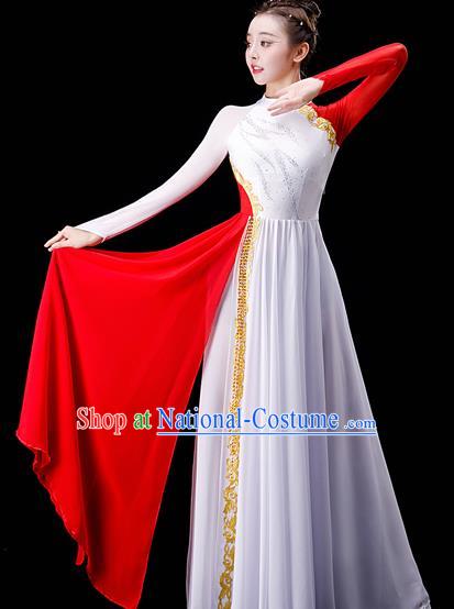 Professional Women Group Dance Fashion Chorus Performance Costume Modern Dance White Dress Opening Dance Garment