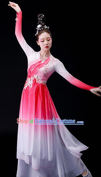 China Stage Performance Fashion Classical Dance Pink Dress Women Group Dance Garment Costume Umbrella Dance Clothing