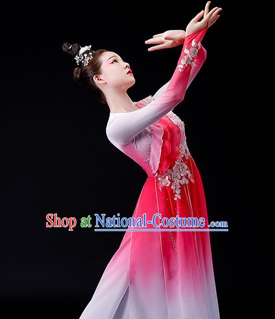 China Stage Performance Fashion Classical Dance Pink Dress Women Group Dance Garment Costume Umbrella Dance Clothing