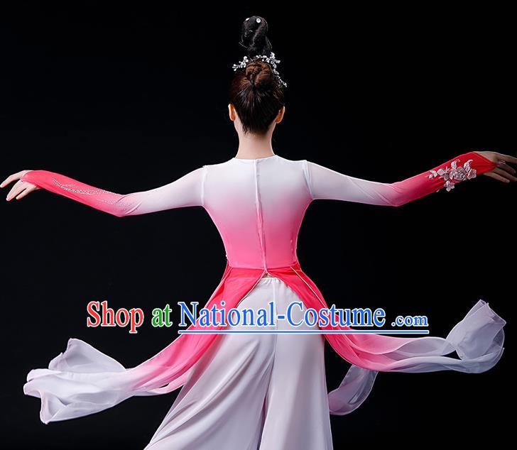 China Stage Performance Fashion Classical Dance Pink Dress Women Group Dance Garment Costume Umbrella Dance Clothing