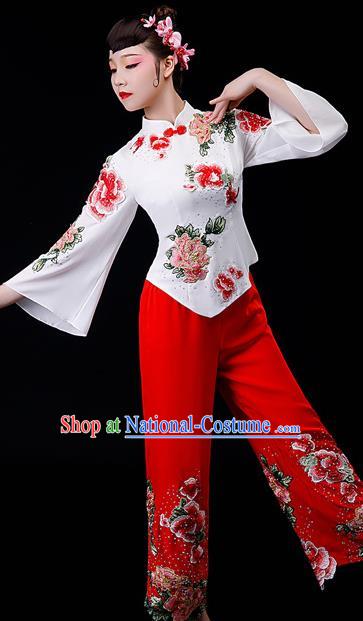 Chinese Yangge Dance Apparels Folk Dance Uniforms Traditional Fan Dance Garment Costumes Yangko Performance Clothing