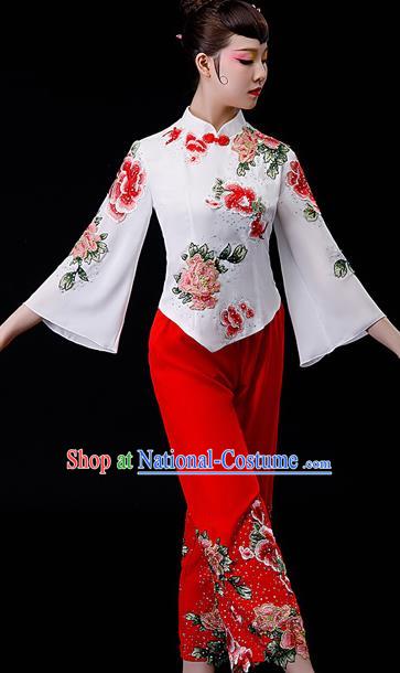 Chinese Yangge Dance Apparels Folk Dance Uniforms Traditional Fan Dance Garment Costumes Yangko Performance Clothing