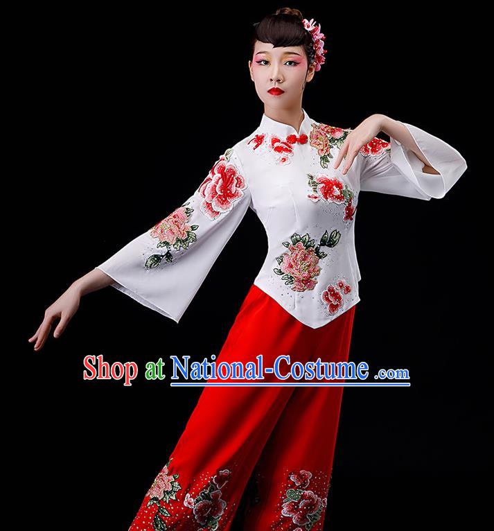 Chinese Yangge Dance Apparels Folk Dance Uniforms Traditional Fan Dance Garment Costumes Yangko Performance Clothing